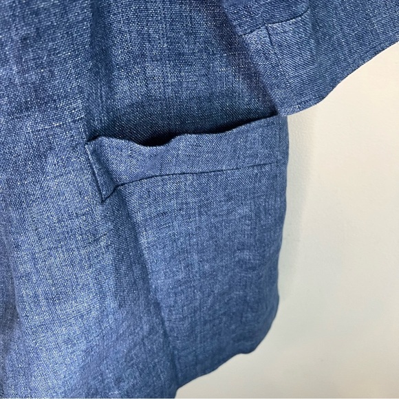 Vintage Louben Canada Linen Open Front Cardigan Blazer Blue Sz S Blue minimalist - Picture 5 of 12
